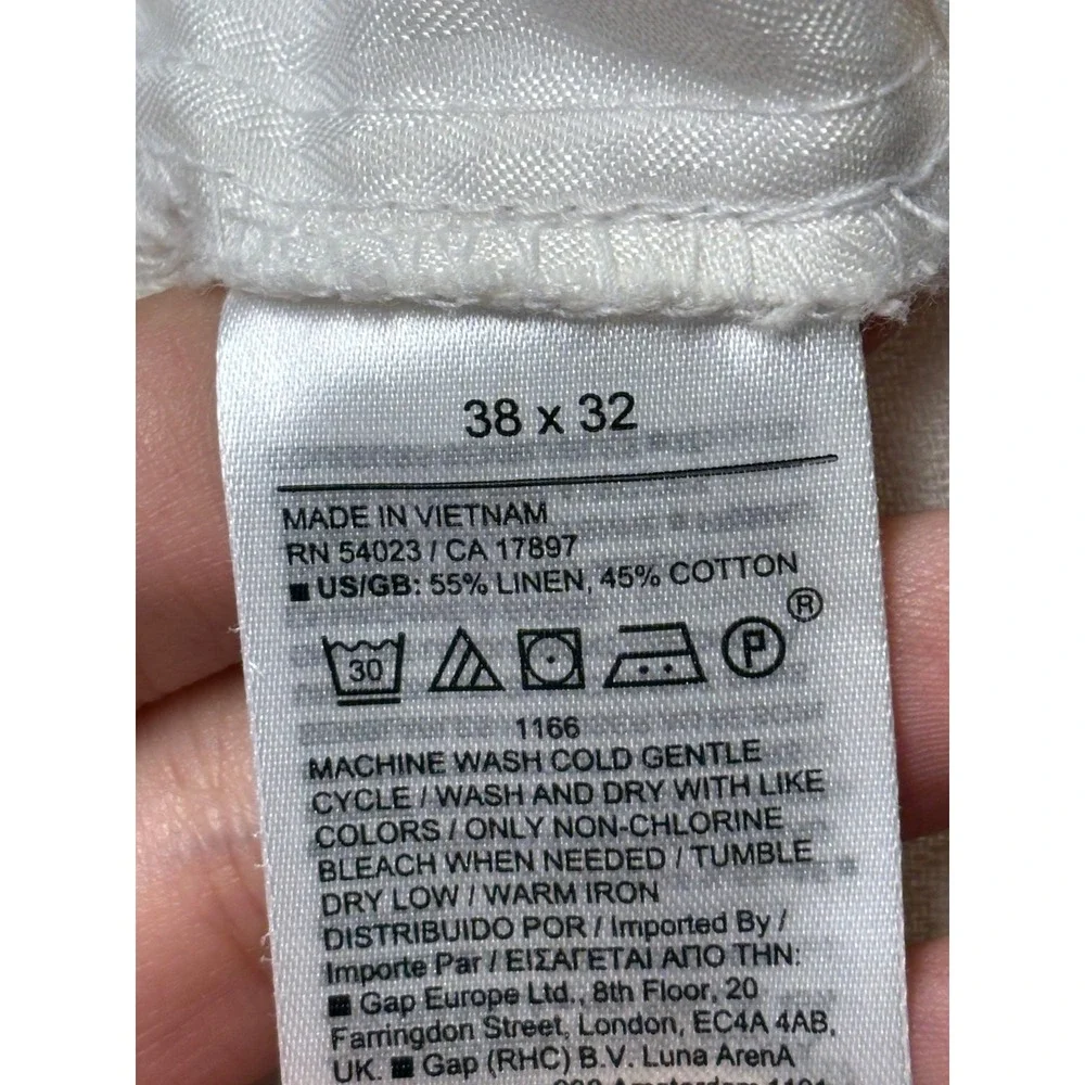 Banana Republic Athletic Linen Transition Pants White Mens 38x28 878276-02